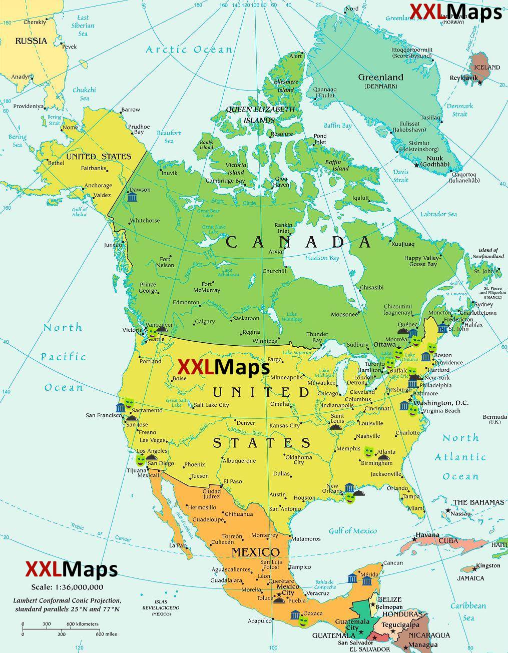 北美地图超清版大图图片